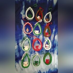 Vintage Christmas Tree Ornaments Handmade 3" Tall Bears Santas Toy Soldier